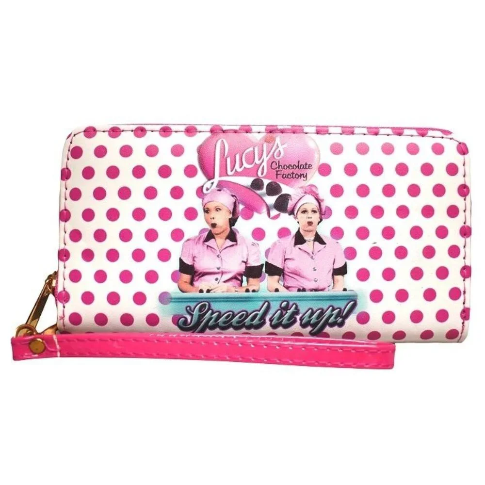 New Chocolate Factory I Love Lucy Clutch Purse Wallet Zip Wristlet Phone Coin
